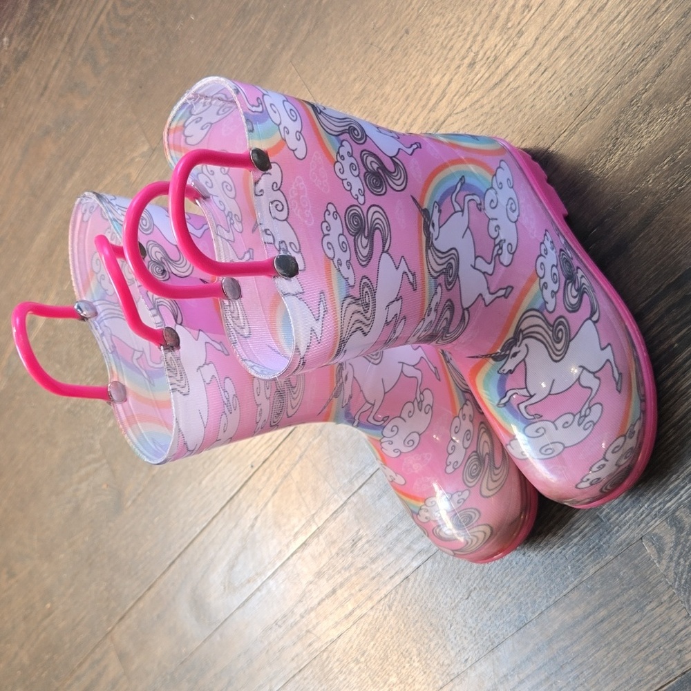 girls pink unicorn rain boots - sz Little girls size 11